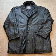 美品 80s レザージャケット ブラック レザーコート 本革 ラムレザー