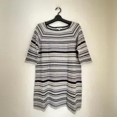 《匿名配送》【アルファキュービック】【Lサイズ】ボーダー　ラメ入　ニット　ワンピ