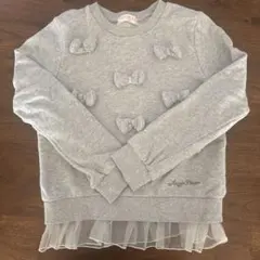 メゾピアノ リボン付きトレーナー グレー　130