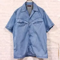 BLUE BLUE オープンカラー 半袖 デニムシャツ ブルーブルー ウエスタンのサムネイル