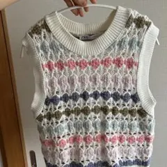 ZARA ノースリーブニット レース編み