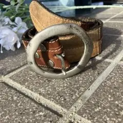 メンズ Hawk Company 本革 レザーベルト ビンテージベルト Mサイズ