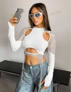 【新品未使用】SHEIN 長袖 白 トップスXS ダンス