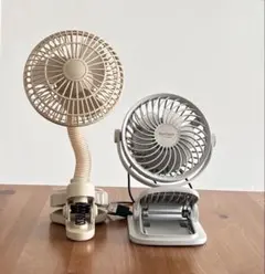 マルチに使えるクリップファン　2点　扇風機 USB充電式 コードレス 卓上扇風機のサムネイル
