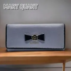 1500□MARY QUANT キーケース 三つ折り リボン レザーライトブルー