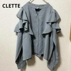 CLETTE クレット チョーカー風フリルブラウス パールボタン 長袖 3Lのサムネイル