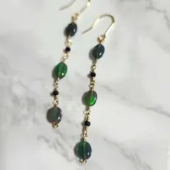 エチオピアオパール　カラーオパール　ブラックスピネル　ピアス　天然石