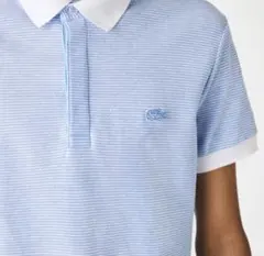 LACOSTE ボーダーポロシャツ M 水色