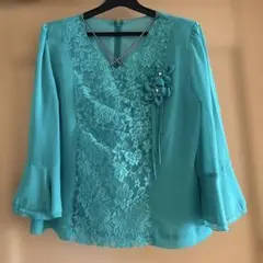 【未使用】シニア 袖フリルブラウス