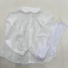 襟付きシャツ　120cm　女の子　ブラウス　ハイソックス付