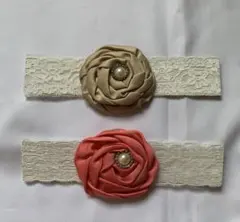 花モチーフ付きヘアバンド2点セット