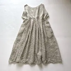 ビアズリー リネン100% ロングワンピース 刺繍 - メルカリ