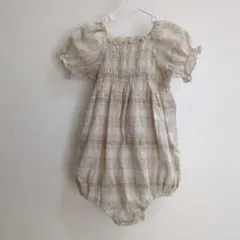 【monbebe】チェックロンパース　M