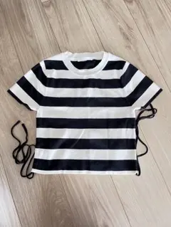 ストライプ 半袖 Tシャツ　ニット生地　Chico