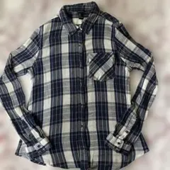 FOREVER 21 チェック柄 長袖シャツ ネイビー M
