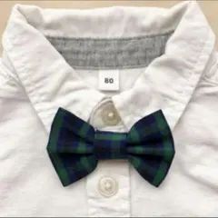 蝶ネクタイ　チェック　緑