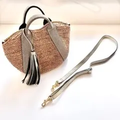 美品！VIOLAd’ORO ヴィオラドーロ 2way ラフィア カゴバッグ