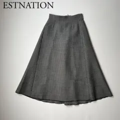 美品　ESTNATION エストネーション　ロングスカート　チェック　グレーのサムネイル