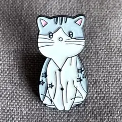 ピンバッジ　ネコ　猫　ねこ　星　ハチワレ　ブローチ