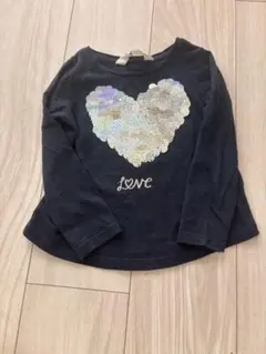 H&M ネイビー スパンコール長袖カットソー 4歳