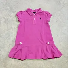 【90相当】 ラルフローレン キッズ ポロワンピース ピンク 古着 24Mのサムネイル