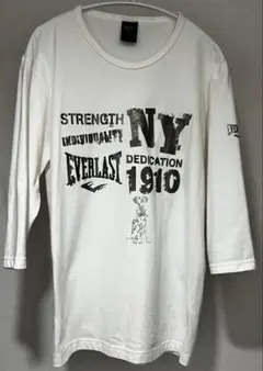 EVERLAST エバーラスト 七分袖Tシャツ NYロゴ 犬プリント ホワイトのサムネイル