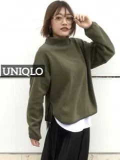 k0594 UNIQLO フリースオーバーサイズモックネックプルオーバー