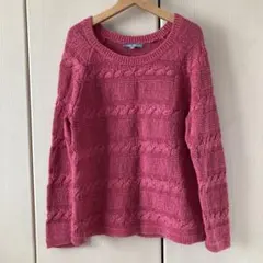 LAURA ASHLEY ピンク ケーブル編みニット Lサイズ