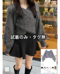 GRL フェザーニットカシュクールトップス［Kz448］