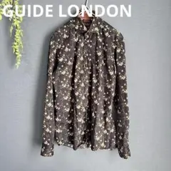 【GUIDE LONDON】長袖シャツ　コットン100% 小花柄　ブラック系