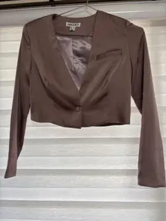 【ASOS】ブラウン サテン風　テーラードジャケット