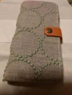 ピ*7様 プチポワン 刺繍 レザー ソフトメガネケース ブルー 久家道子