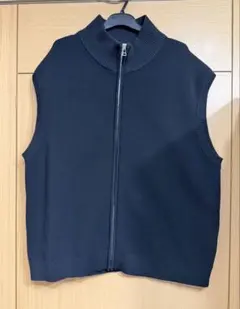 GLOBAL WORK メンズ ニットベスト ジップアップ M 黒