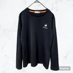 J771 ルコックスポルティフ 長袖 Tシャツ M ネイビー オレンジ ロゴ