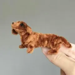 犬　ミニチュア　ダックスフンド　ハンドメイド　茶色　ぬいぐるみ　モールアート