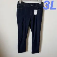 【新品】大きいサイズ3L 裏起毛デニムパンツ　スキニー　中紺