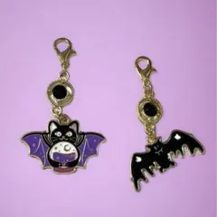 ♡handmade♡限定品❤︎コウモリ猫ちゃんとコウモリのチャーム　2個セット