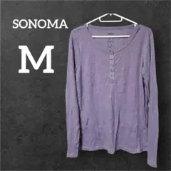 早い者勝ち✨️SONOMA【M】薄手 パープル ヘンリーネック 長袖Tシャツ