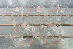 昭和レトロな花柄ガラスデザート椀5個セット
