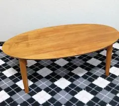 送料無料　天然木オーバル折りたたみテーブル ko-ta-0016