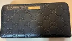 【美品】GUCCI グッチシマ GG柄 ラウンドファスナー 長財布 ブラック