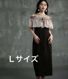 【新品】DRESS+ パーティードレス オフショルダー　オーガンジー素材　Ｌ