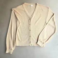 MAJESTIC LEGON Vネックラメ入りカーディガン 薄手 ベージュ M