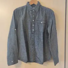 nano universe/ナノユニバース/長袖シャツ/デニム調/グレー