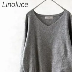 Linoluce ニット セーター 長袖 Ｖネック ボリューム袖 シンプル