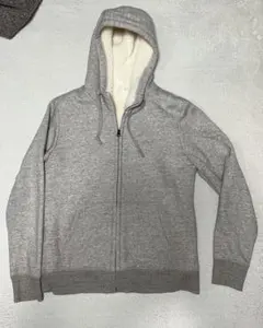 グレー フリース内側 フルジップパーカー