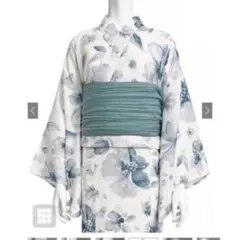 白青花柄 浴衣・帯セット