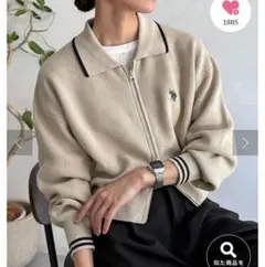 CPCM 【U.S. POLO ASSN.】襟付きジップカーディガン　ベージュ