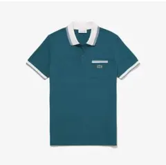 ラコステ LACOSTE ストライプリブ ポロシャツ （半袖） グリーン