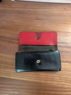 イルビゾンテ　黒赤　バイカラー　ロングウォレット